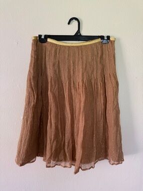 Allison Taylor Bronze-Brown A-Line Skirt with Gold Waist Trim
